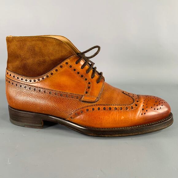 PHINEAS COLE Size 7.5 Tan Perforated Leather Wingtip Boots main image 9